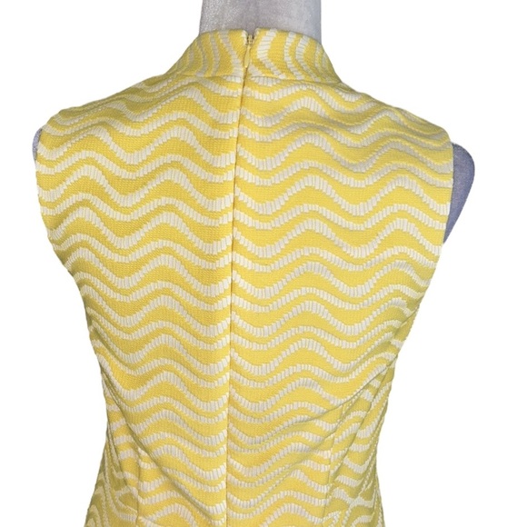 Albert Nipon Vintage Yellow White Wavy Striped 2 Piece Set Blazer Dress - 4 - Picture 11 of 16